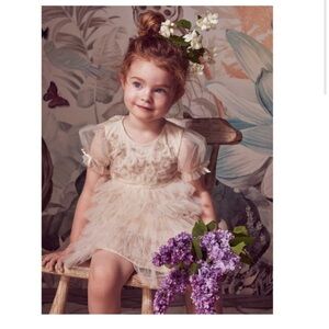 Tutu Du Monde Girl’s Embellished Linen Color Rayne Dress TDM7448